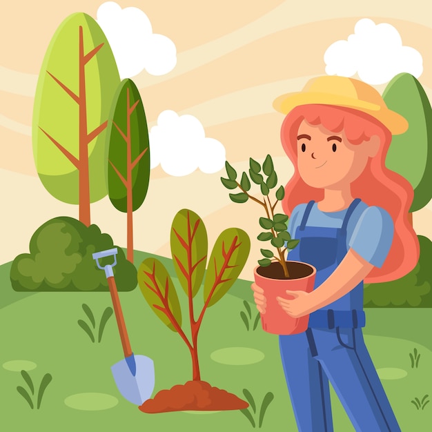 Flat arbor day illustration