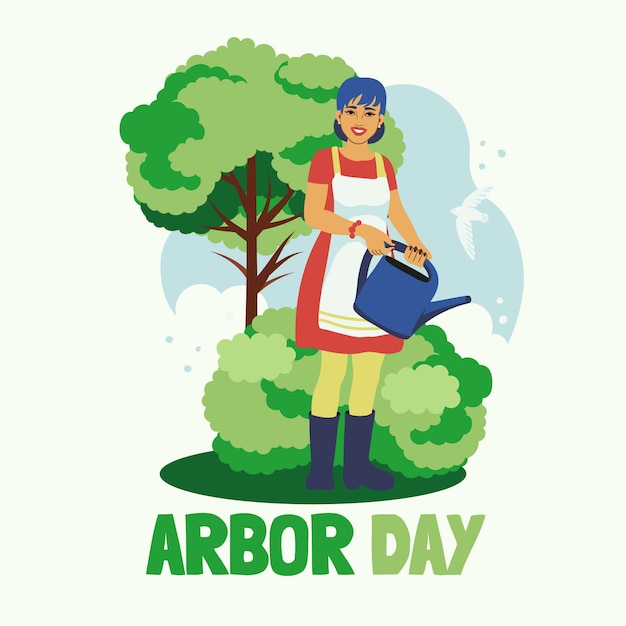 Flat arbor day illustration