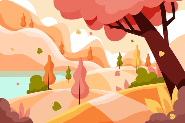 Vector flat autumn background