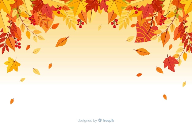 Vector flat autumn forest leaves background