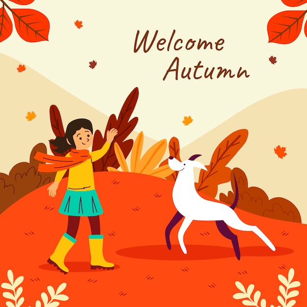 Flat autumn illustration