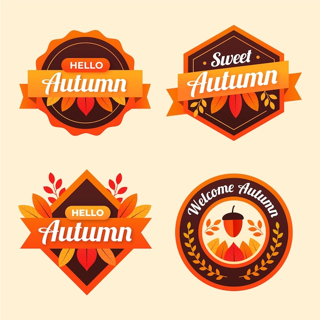 Flat autumn labels collection