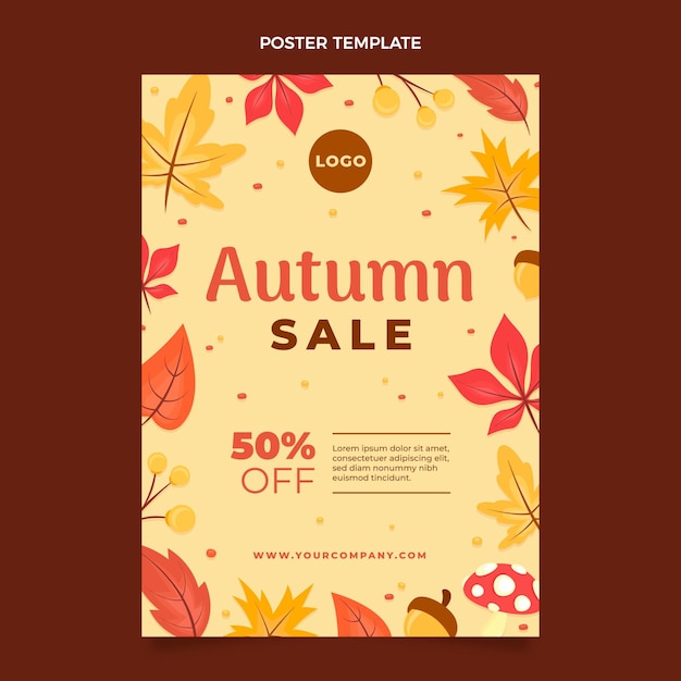 Flat autumn vertical sale poster template