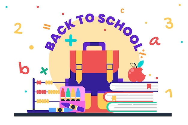 Flat back to school background