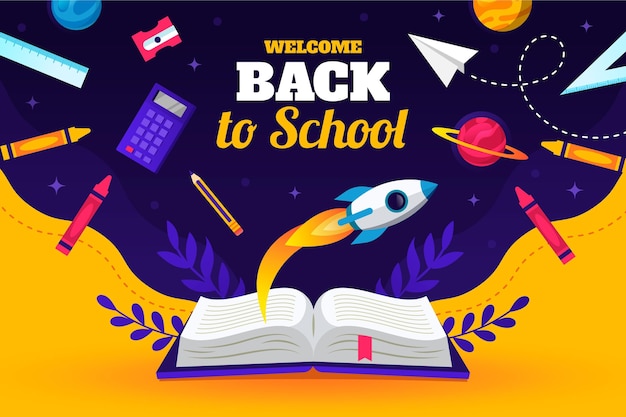 Flat back to school background