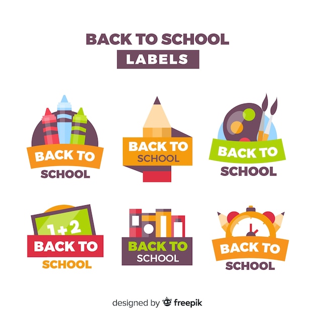 Vector flat back to school badge collection