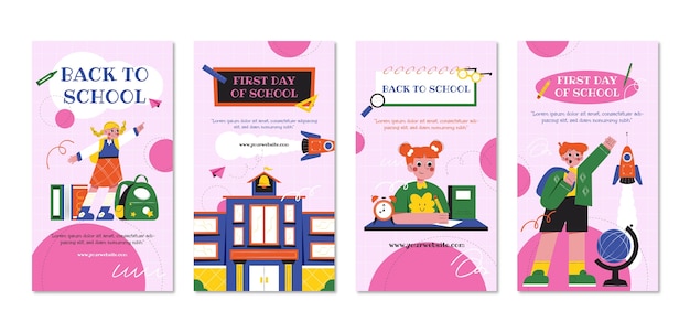 Flat back to school instagram stories collection