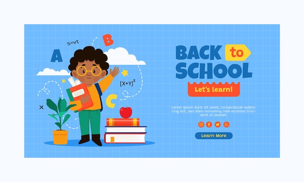 Flat back to school social media promo sjabloon