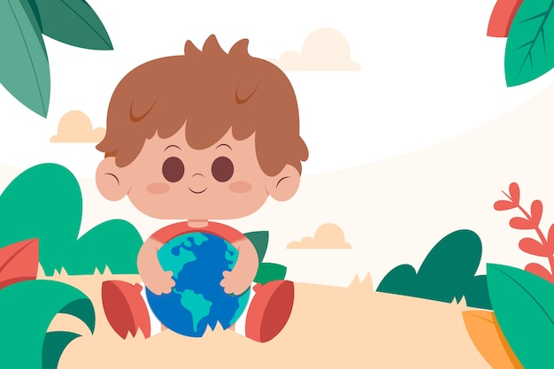 Vector flat background for earth day celebration
