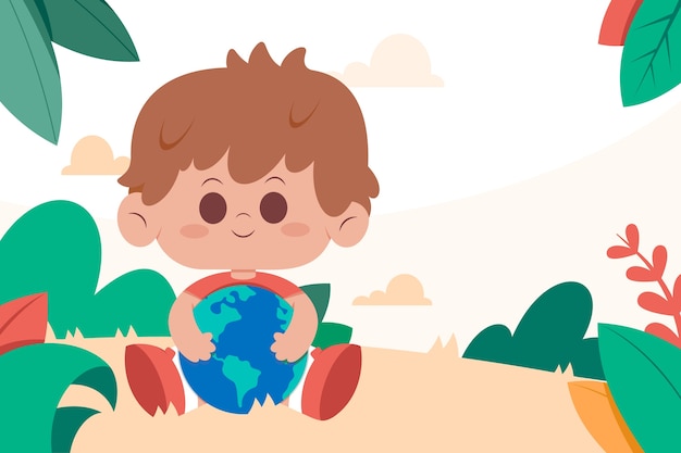 Flat background for earth day celebration