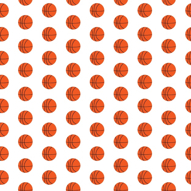 Vector flat basketball ball seamless pattern sport team play concept flat orange basketball ball