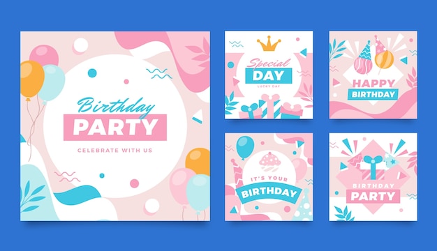 Vector flat birthday design template