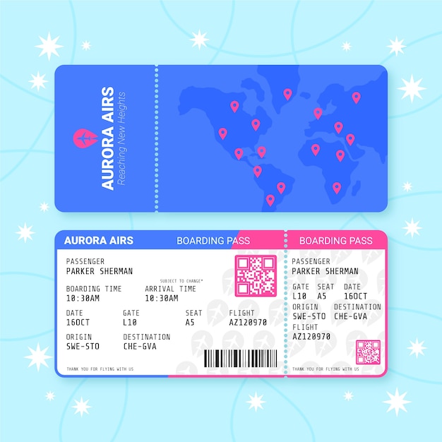 Vector flat boarding pass illustration