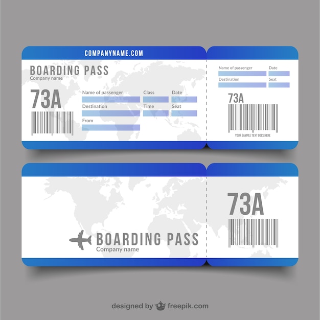 Vector flat boarding pass with decorative world map