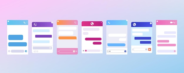 Vector flat chat bot dialog windows for customer support