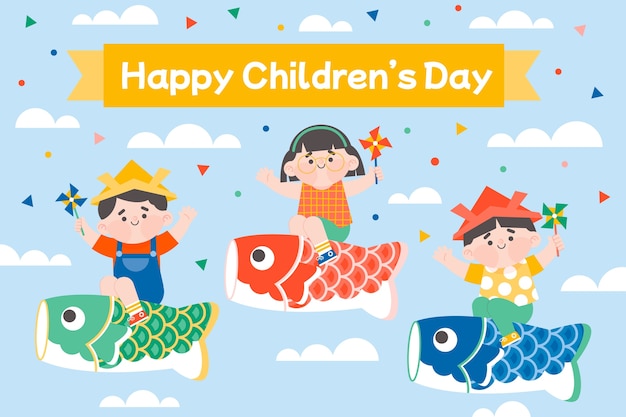 Vector flat childrens day background