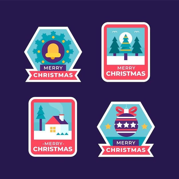 Flat christmas badges collection