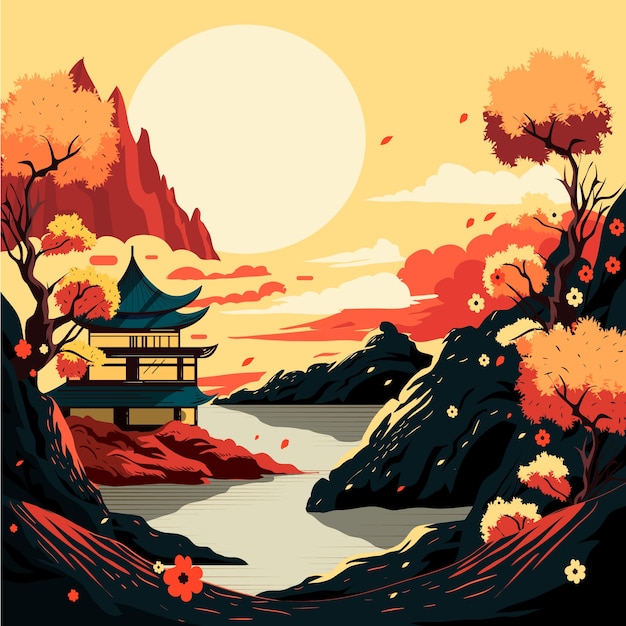 Flat chuseok illustration