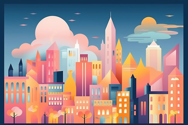 Vector flat city design illustration by piwik