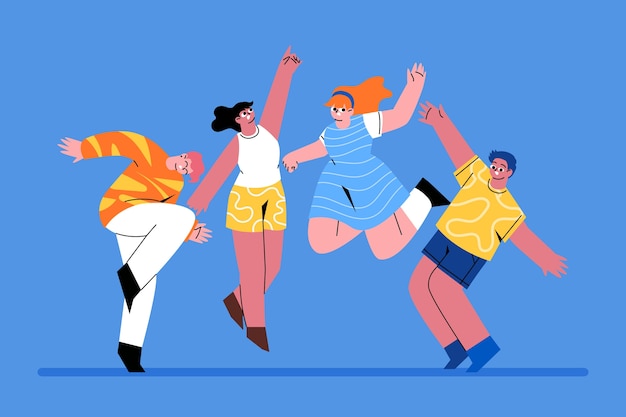 Flat dancing people illustration