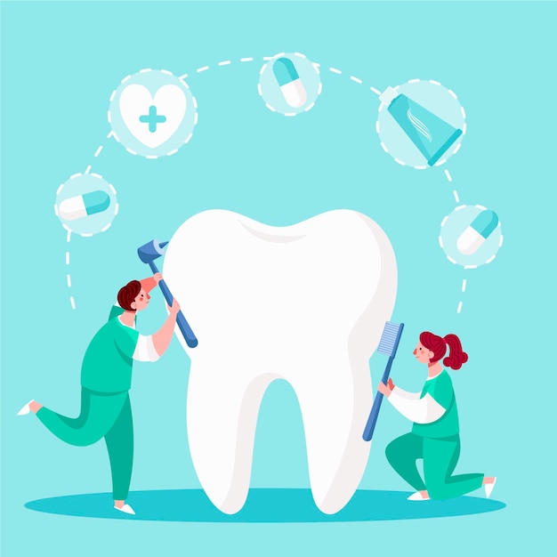 Vector flat dental care concept illustration