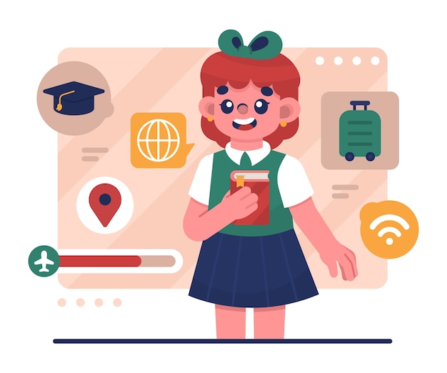 Flat design abroad illustration