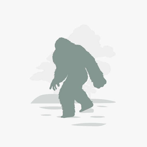 Flat design bigfoot silhouette