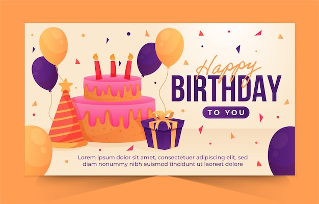 Vector flat design birthday for banner