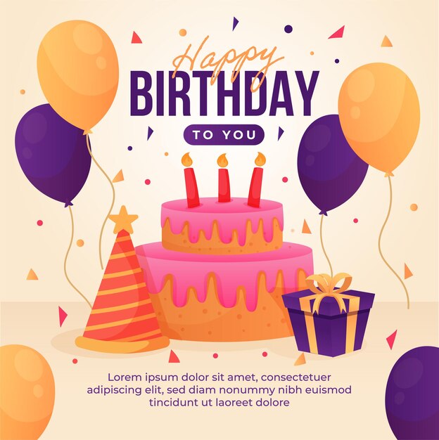 Vector flat design birthday for social media post