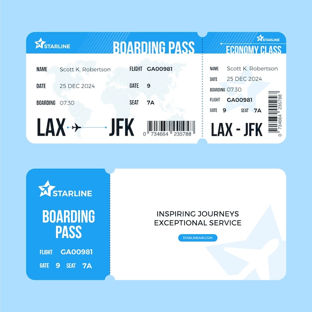 Vector flat design boarding pass template