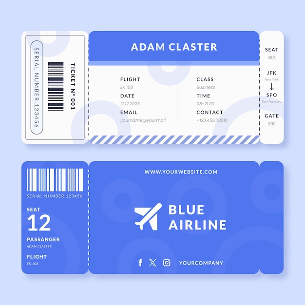 Vector flat design boarding pass template