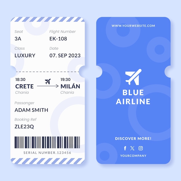 Vector flat design boarding pass template