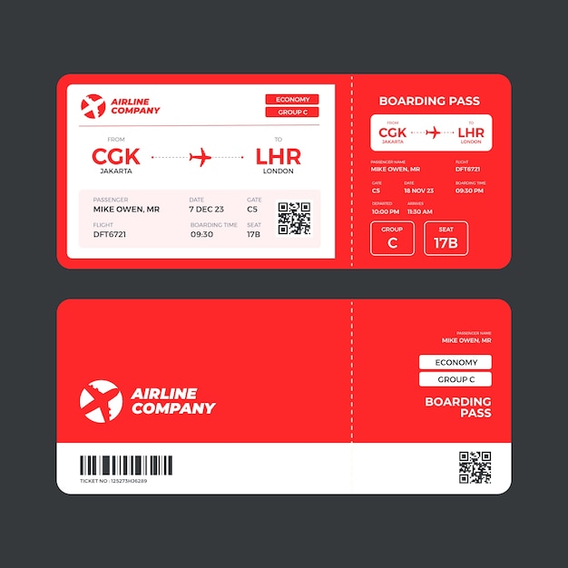 Flat design  boarding pass template