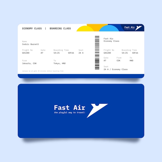 Vector flat design boarding pass template