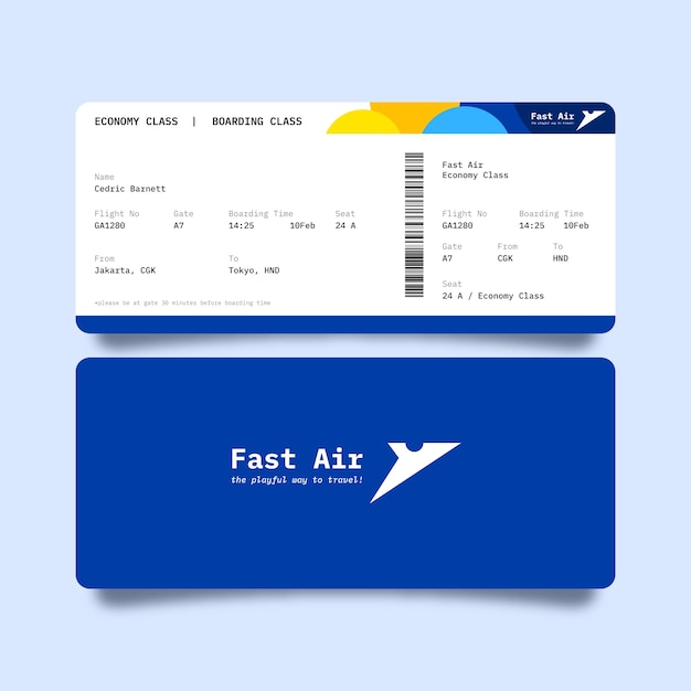 Flat design boarding pass template