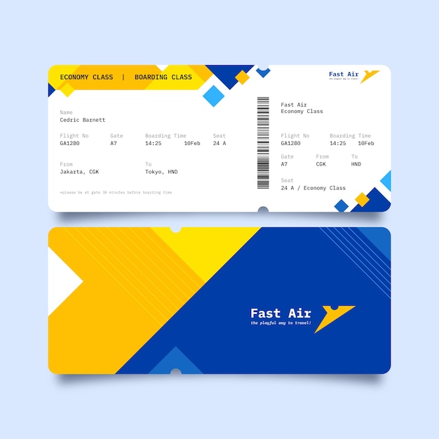Flat design boarding pass template