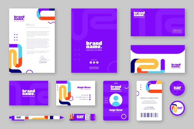 Vector flat design business stationery template