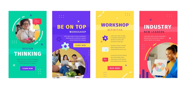 Flat design business workshop template design