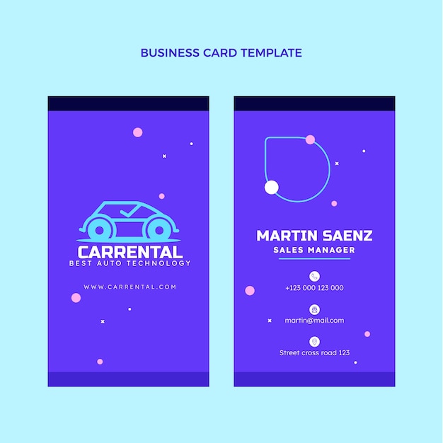 Flat design car rental business card