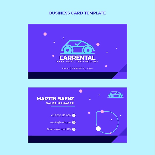 Flat design car rental business card