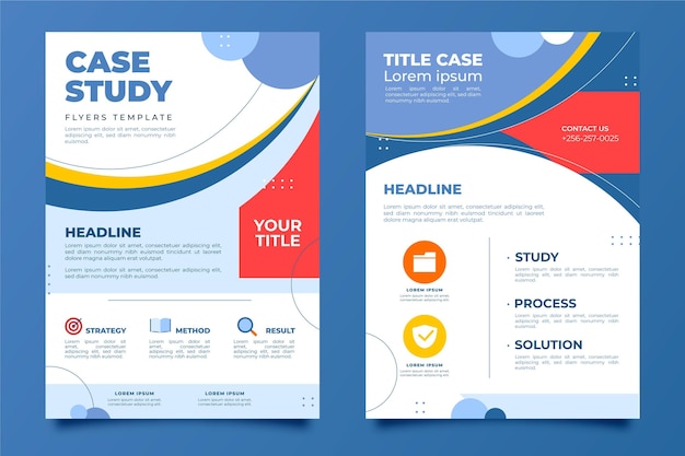 Flat design case study flyer template