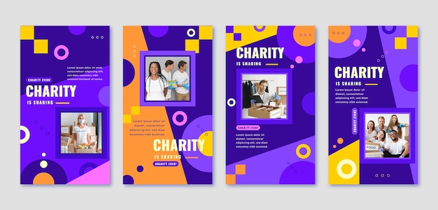 Flat design charity event instagram stories