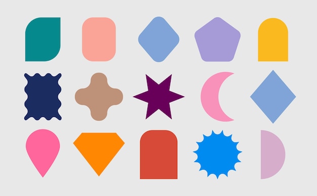 Vector flat design of a collection of basic shapes