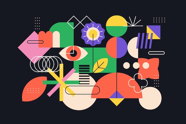 Flat design colorful retro geometric shape illustration