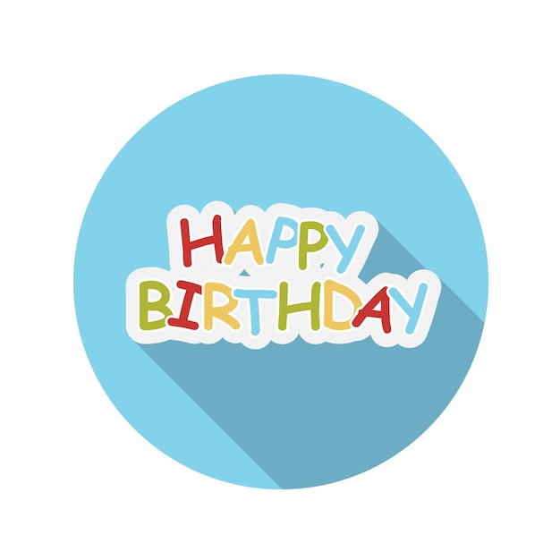 Flat Design Concept Happy Birthday Vector Illustration With Long Shadow. EPS10