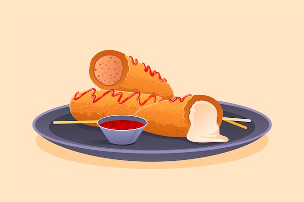 Flat design corn dog illustration