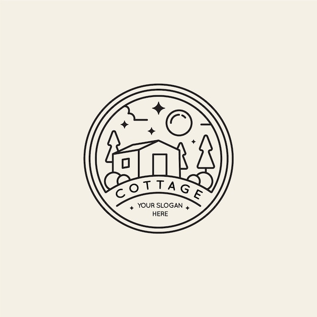 Flat design cottage logo template