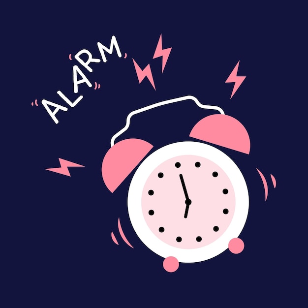 Vector flat design cute alarm drawing