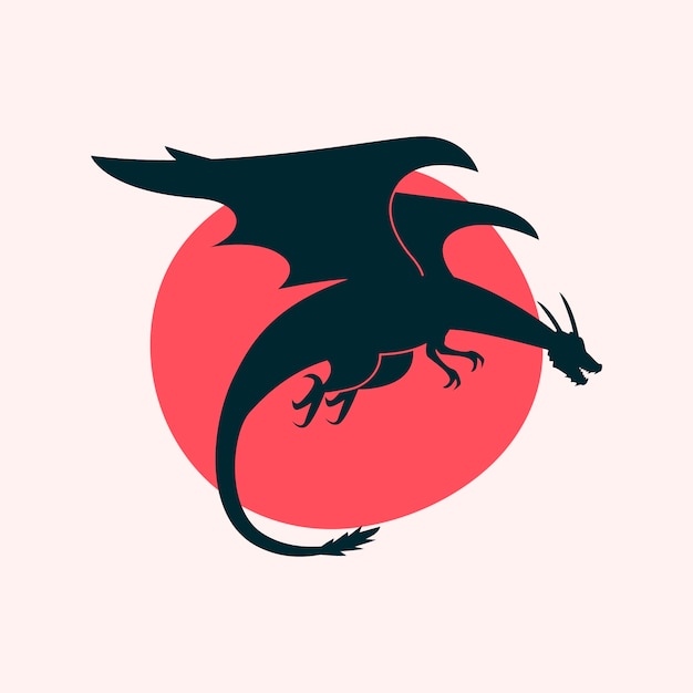 Flat design dragon silhouette illustration