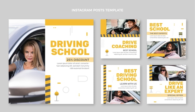 Vector flat design driving school template